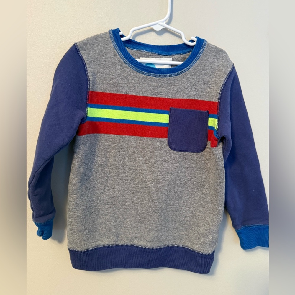 Mini Boden Gray and Blue Kids Sweatshirt with Stripes